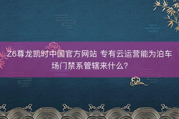Z6尊龙凯时中国官方网站 专有云运营能为泊车场门禁系管辖来什么？