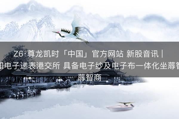 Z6·尊龙凯时「中国」官方网站 新股音讯 | 宏和电子递表港交所 具备电子纱及电子布一体化坐蓐智商