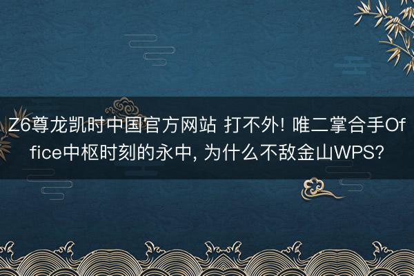Z6尊龙凯时中国官方网站 打不外! 唯二掌合手Office中枢时刻的永中， 为什么不敌金山WPS?