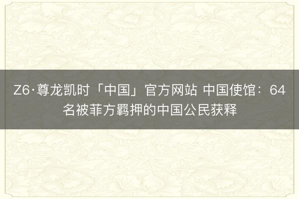 Z6·尊龙凯时「中国」官方网站 中国使馆：64名被菲方羁押的中国公民获释